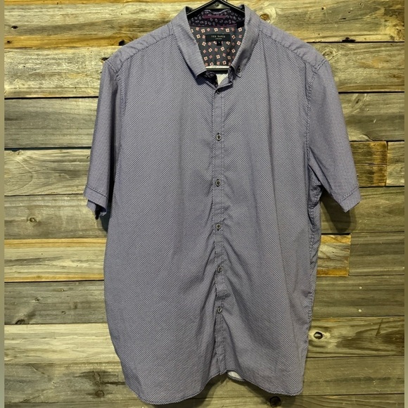 Ted baker- London- size 7-purple color- 96% cotton-button down- short sleeves - Picture 1 of 7